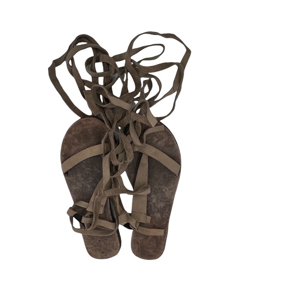 Free People Brown Dalia Leather Lace Up Gladiator Sandals Size 38 Women's - Picture 8 of 9